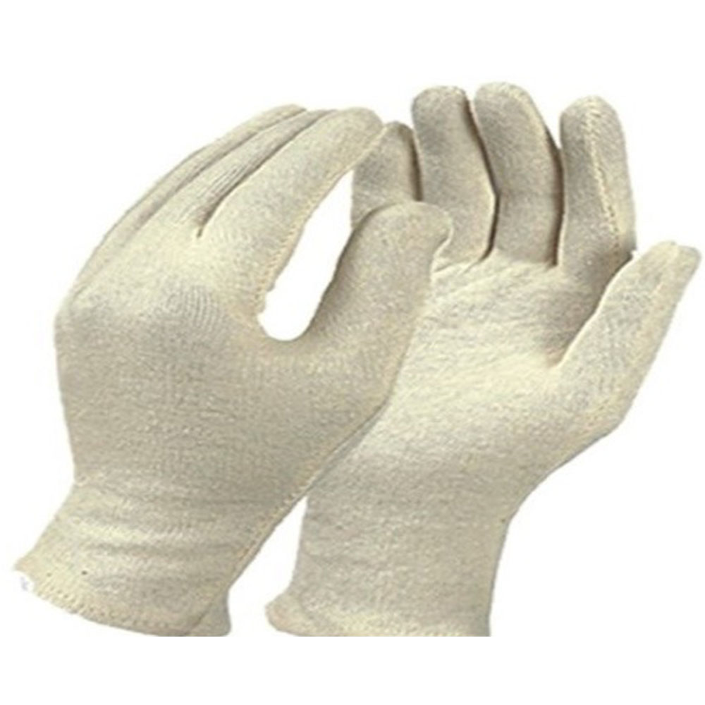 Interlock natural/White reversible gloves with Hemming