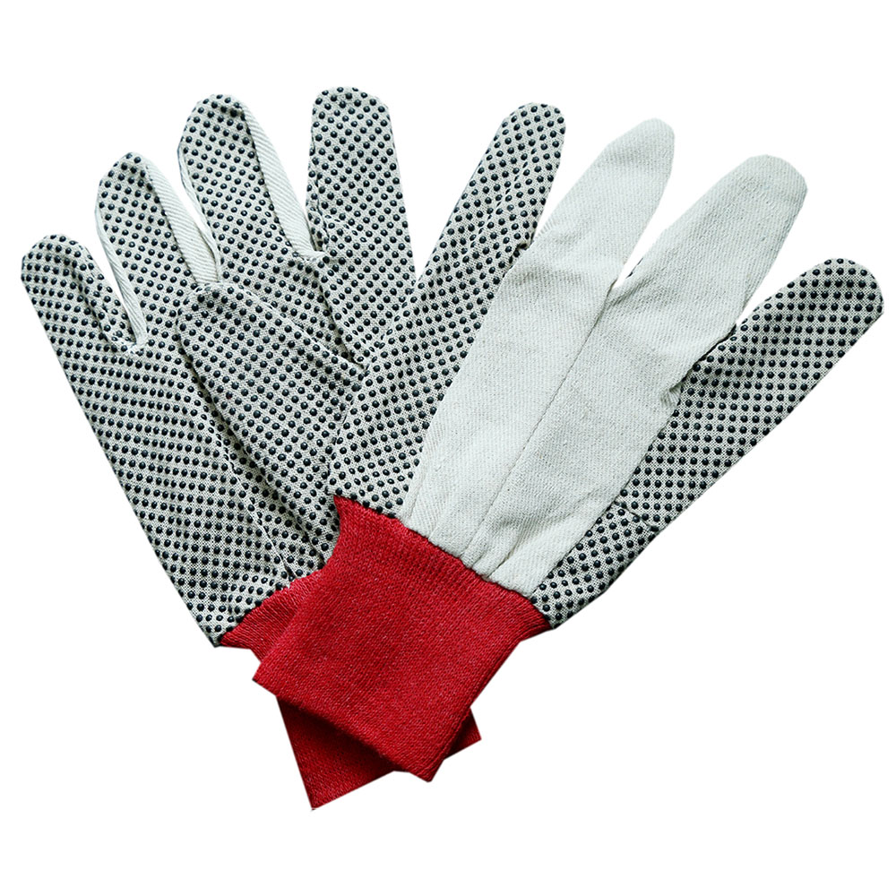 Drill Dotted Gloves with Red Knitted Wrist