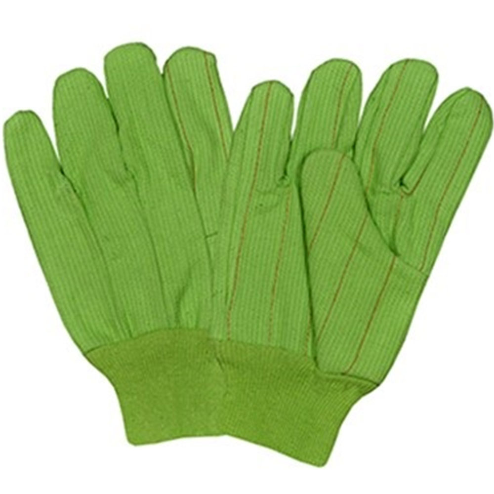 Green Corduroy Double Palm Gloves with Knitted Wrist